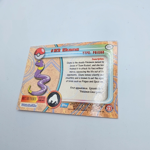 Pokemon 1999 TOPPS Ekans #23 Blue Logo TV Animation Edition Card - Picture 3 of 4